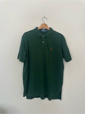 Polo by Ralph Lauren Men's Forest Green Short-Sleeve Polo with Orange Pony
